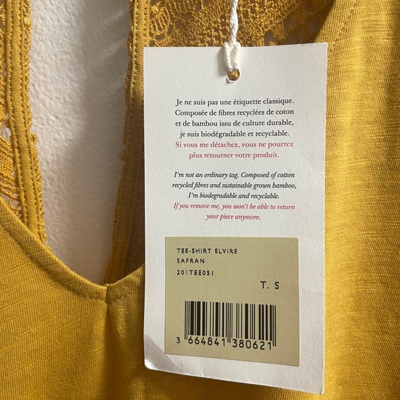 NWT Sezane Elvire T-Shirt in Safran / Saffron Yellow - Picture 3 of 10